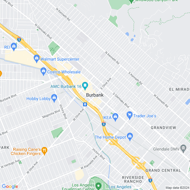 Map of Burbank, California