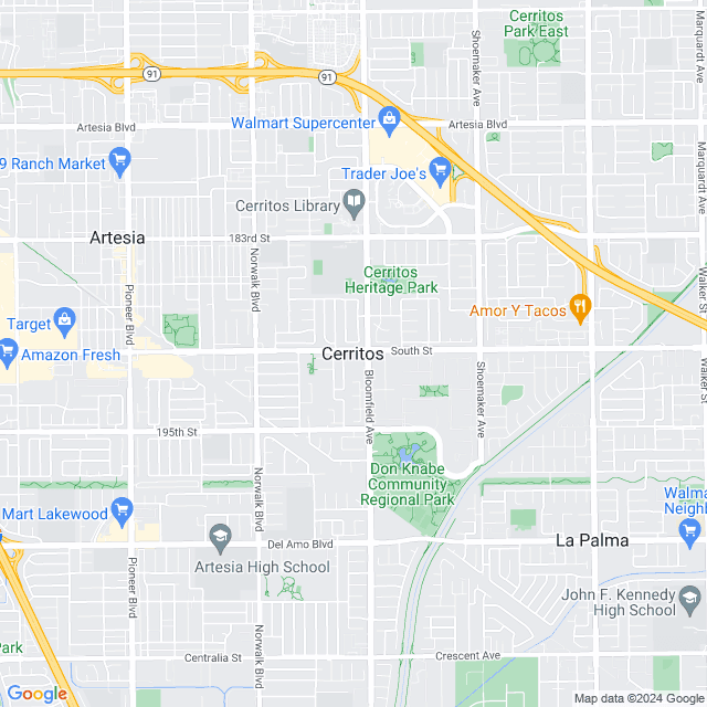 Map of Cerritos, California