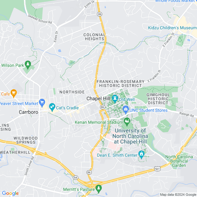 Map of Chapel Hill, North Carolina