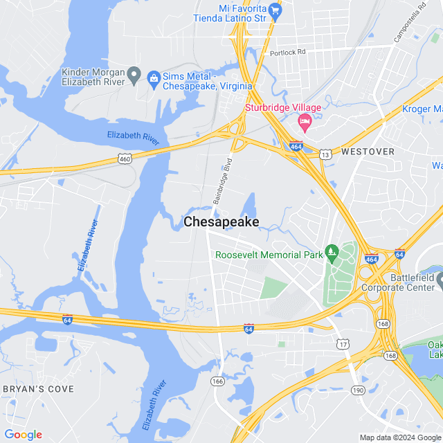 Map of Chesapeake, Virginia