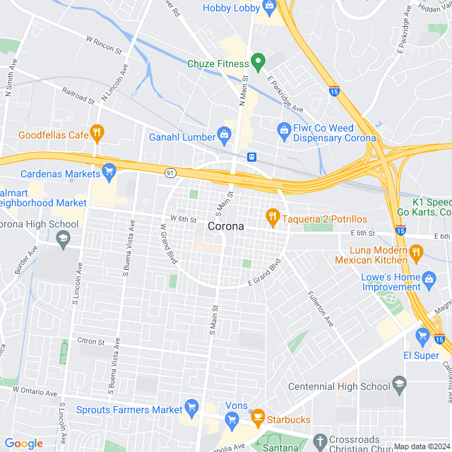 Map of Corona, California
