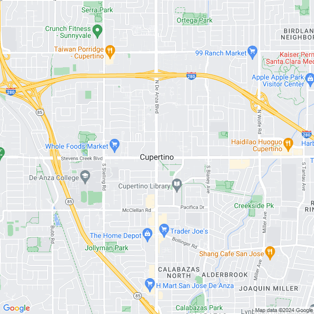 Map of Cupertino, California