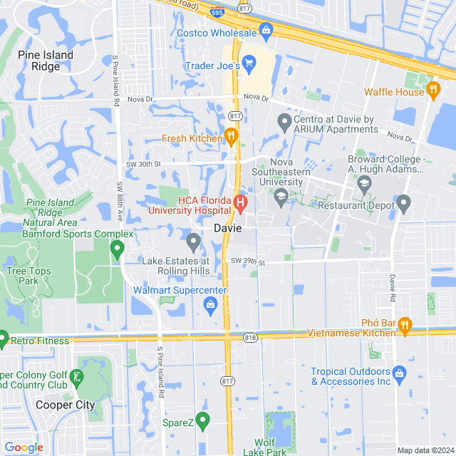 Map of Davie, Florida