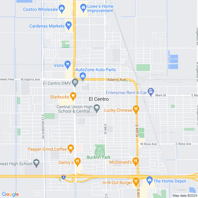 Map of El Centro, California