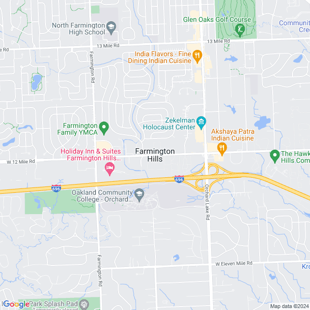 Map of Farmington Hills, Michigan