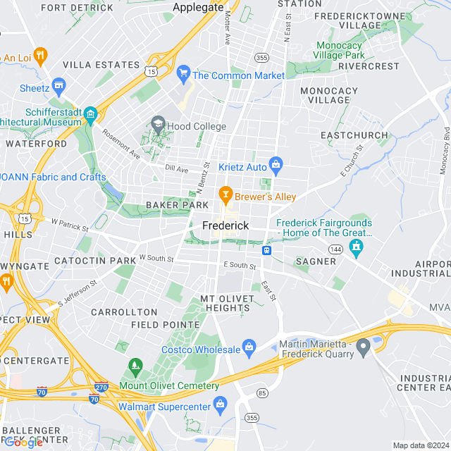 Map of Frederick, Maryland