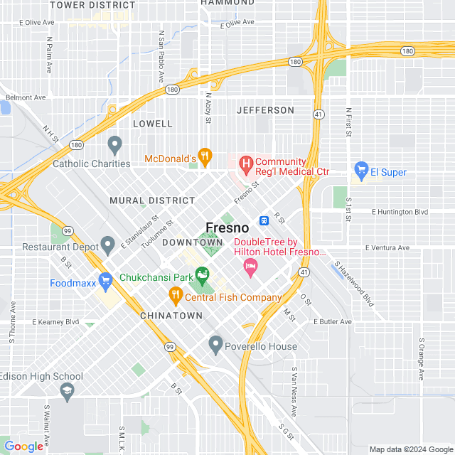 Map of Fresno, California