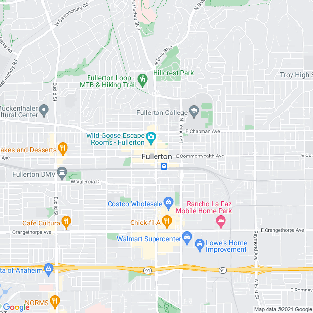 Map of Fullerton, California