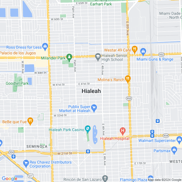 Map of Hialeah, Florida