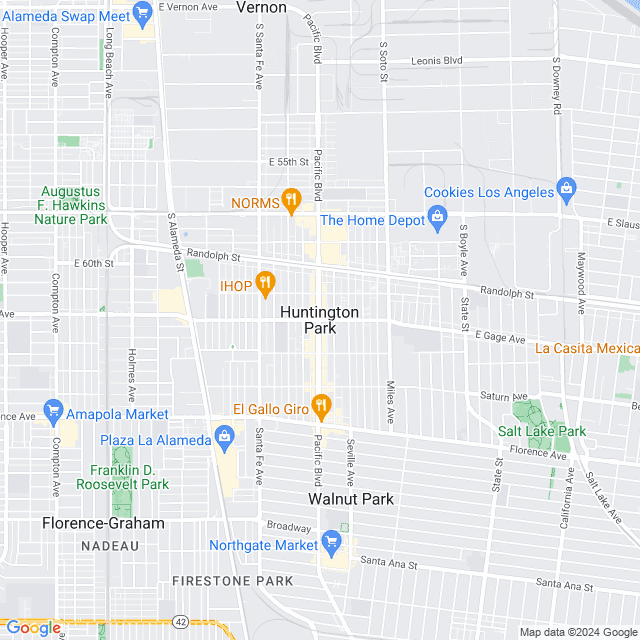 Map of Huntington Park, California