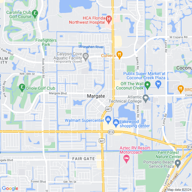 Map of Margate, Florida