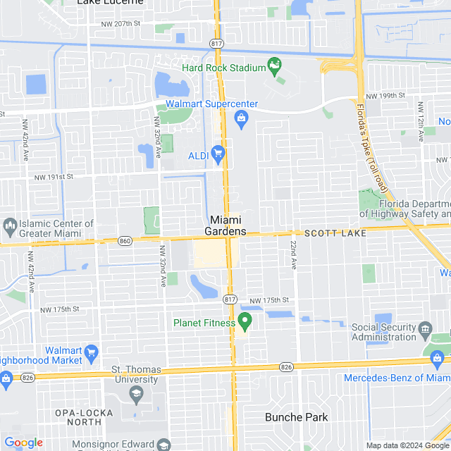 Map of Miami Gardens, Florida