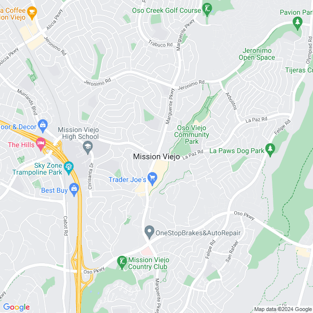 Map of Mission Viejo, California