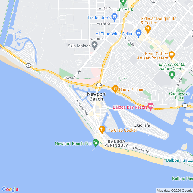 Map of Newport Beach, California
