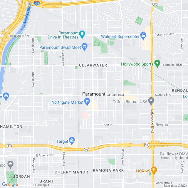Map of Paramount, California