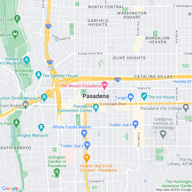 Map of Pasadena, California