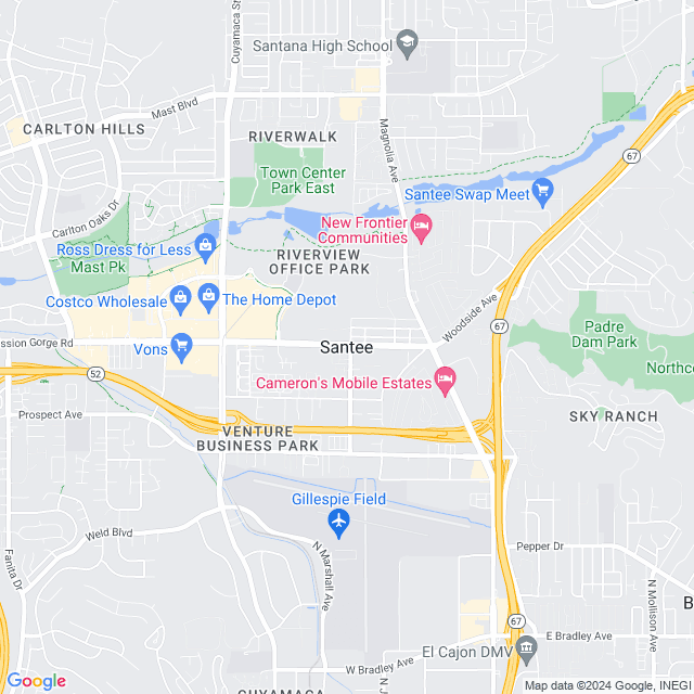 Map of Santee, California