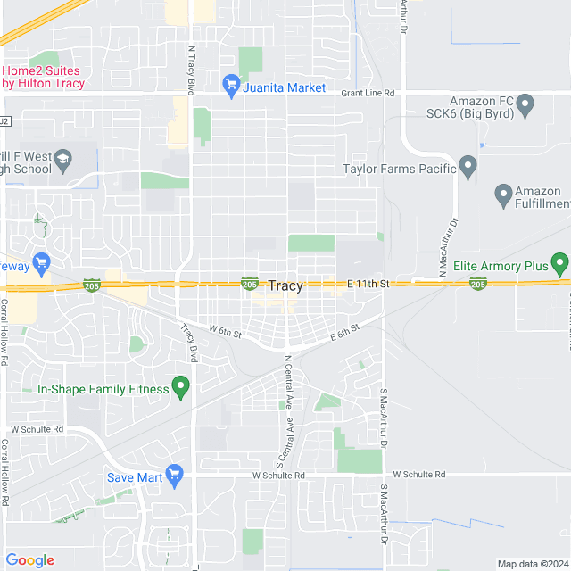 Map of Tracy, California