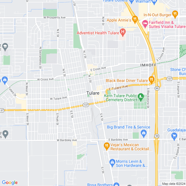 Map of Tulare, California