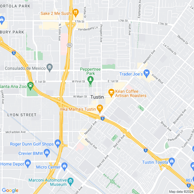 Map of Tustin, California