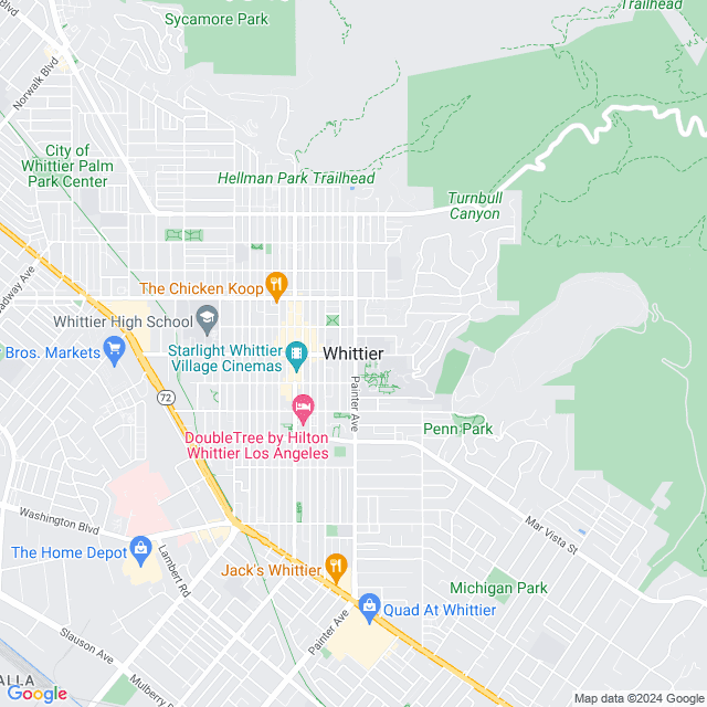 Map of Whittier, California
