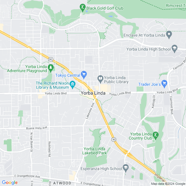 Map of Yorba Linda, California
